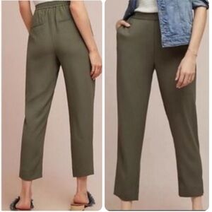 Anthropologie The Essential Pull On Trouser Olive Green Pants Size Medium